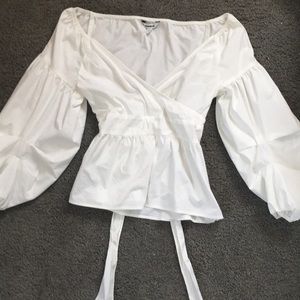 Express peplum top with puff sleeves